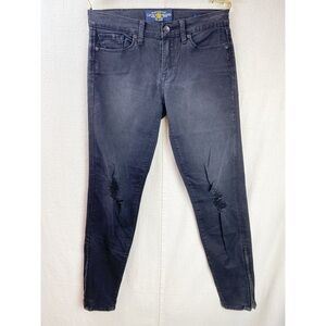 Lucky Brand Sofia Skinny Black Ankle Zip Distressed Jeans 4/27 29” inseam
